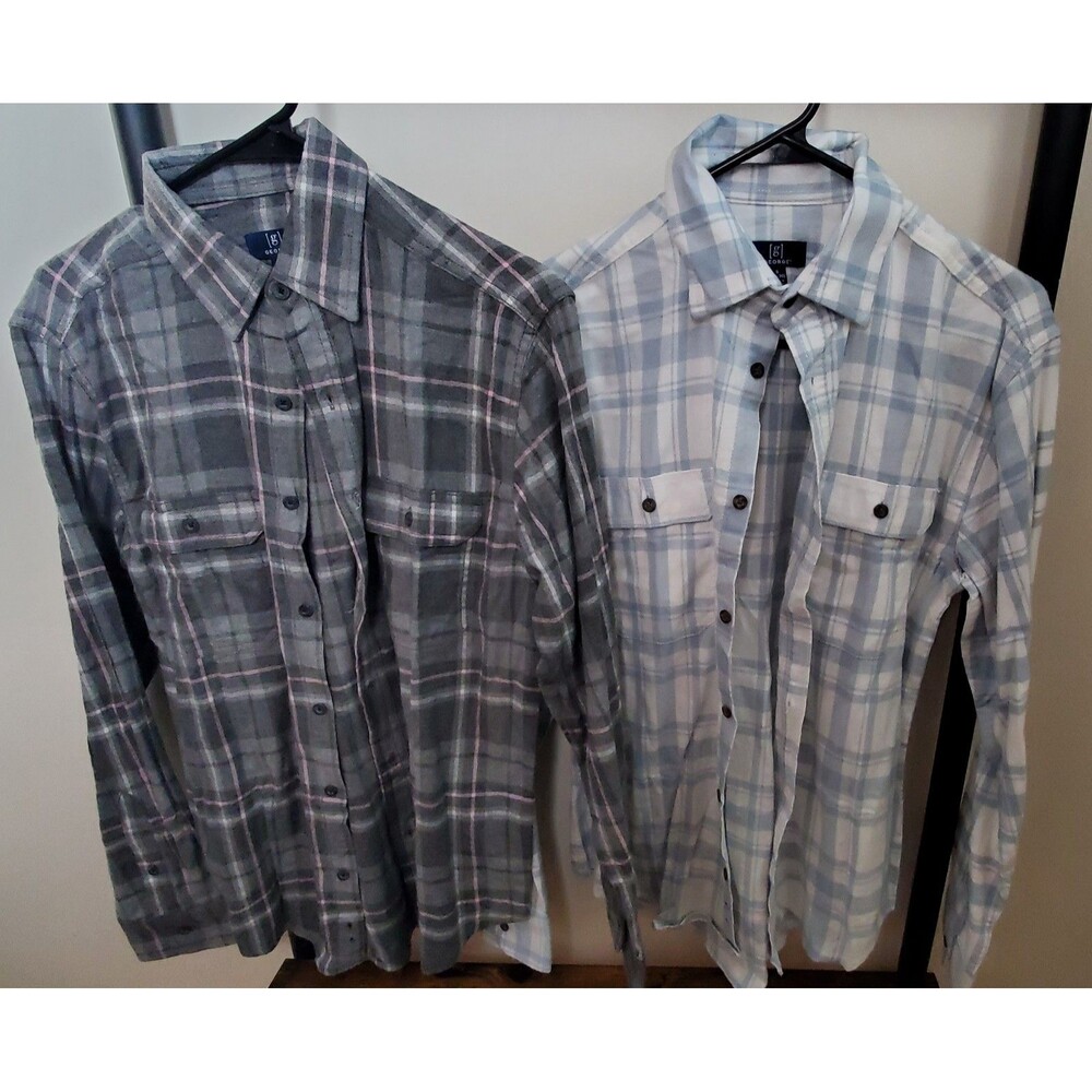George Mens Size Small Plaid Flannel Shirts - Lot of 2